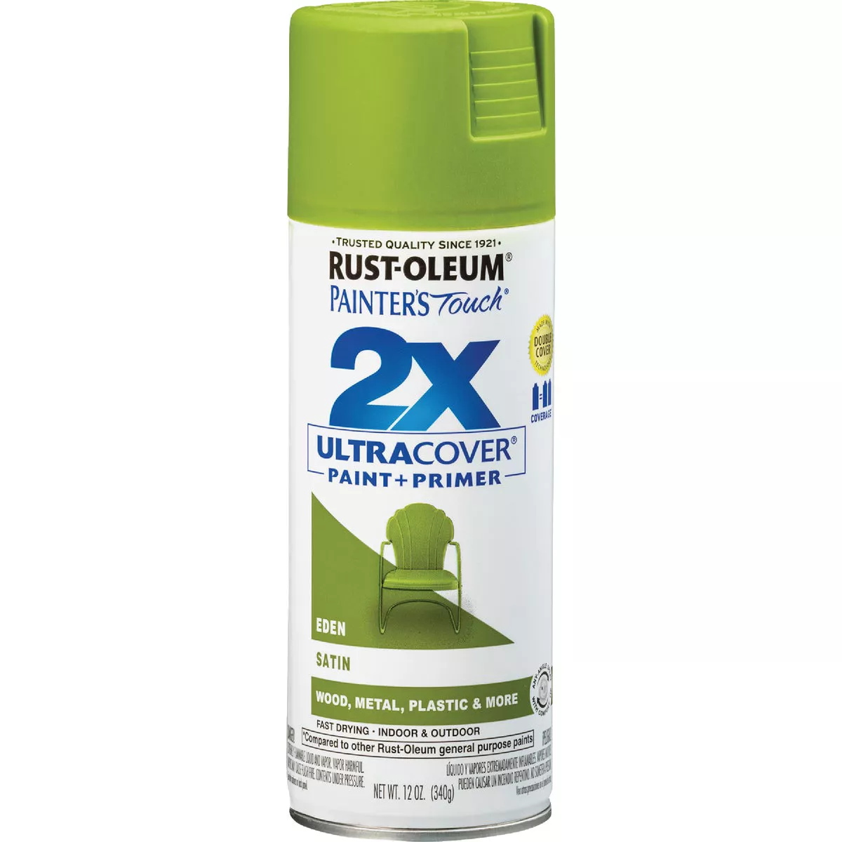 Rust-Oleum Painter's Touch 2X Ultra Cover 12 Oz. Satin Paint + Primer Spray Paint, Eden - photo 3