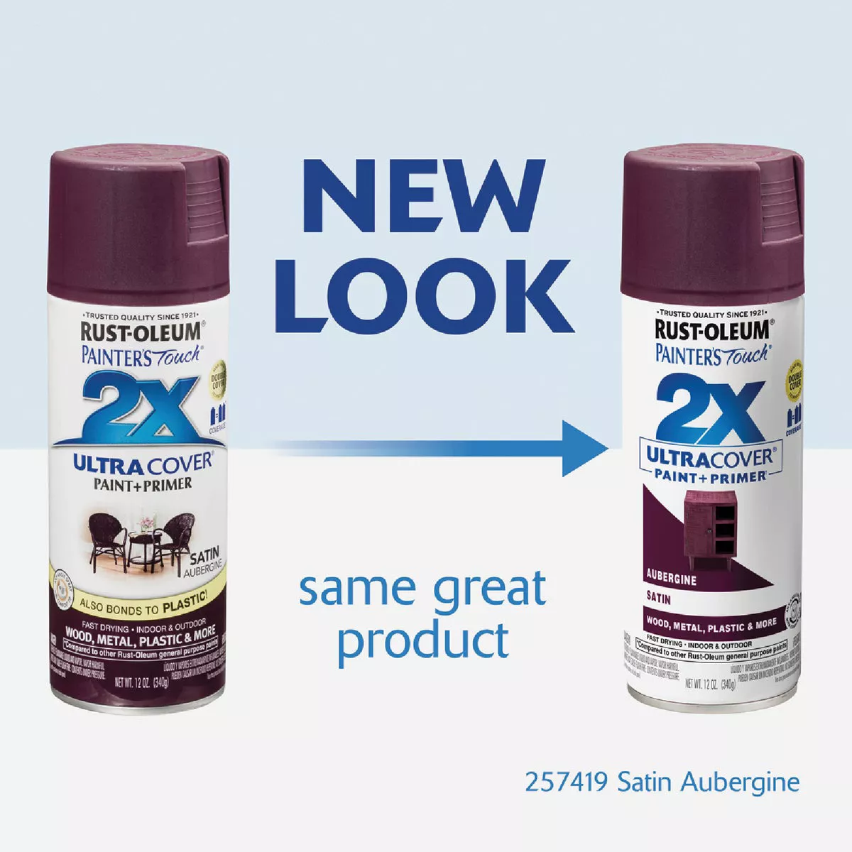 Rust-Oleum Painter's Touch 2X Ultra Cover 12 Oz. Satin Paint + Primer Spray Paint, Aubergine - photo 2