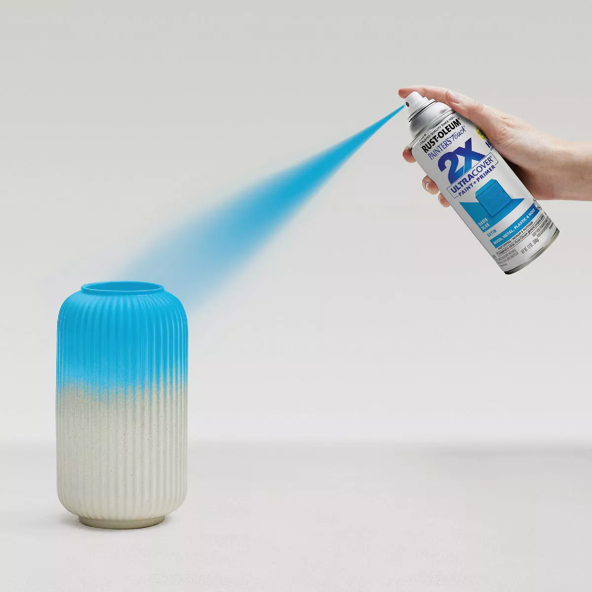 Rust-Oleum Painter's Touch 2X Ultra Cover 12 Oz. Satin Paint + Primer Spray Paint, Oasis Blue - photo 6
