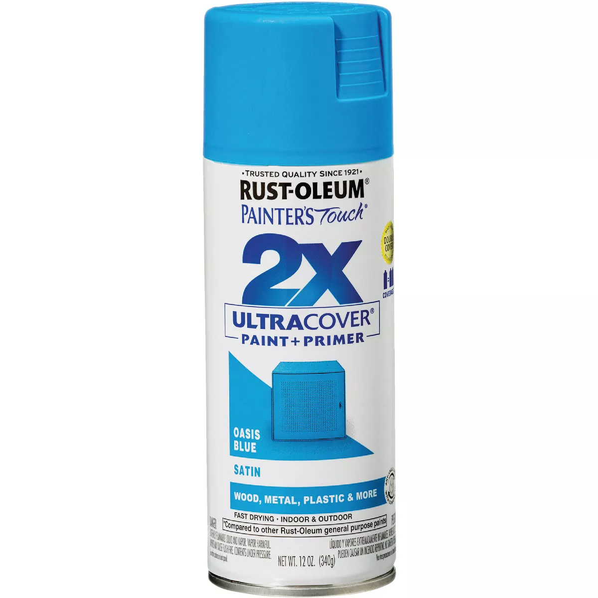Rust-Oleum Painter's Touch 2X Ultra Cover 12 Oz. Satin Paint + Primer Spray Paint, Oasis Blue - photo 8