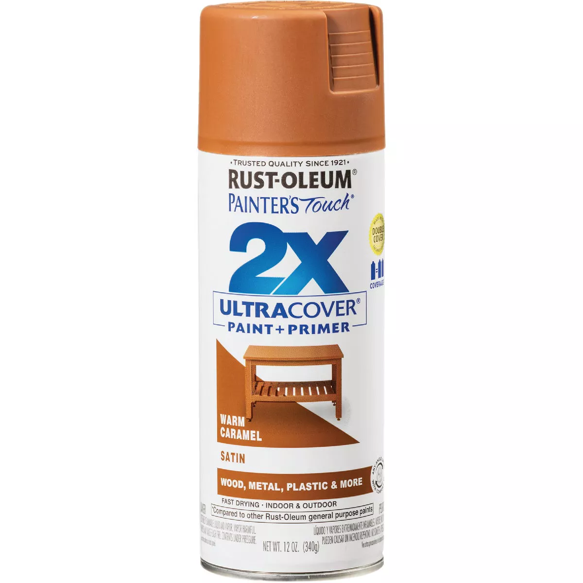 Rust-Oleum Painter's Touch 2X Ultra Cover 12 Oz. Satin Paint + Primer Spray Paint, Caramel - photo 8