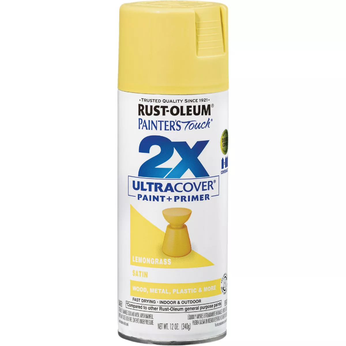 Rust-Oleum Painter's Touch 2X Ultra Cover 12 Oz. Satin Paint + Primer Spray Paint, Lemon Grass - photo 8