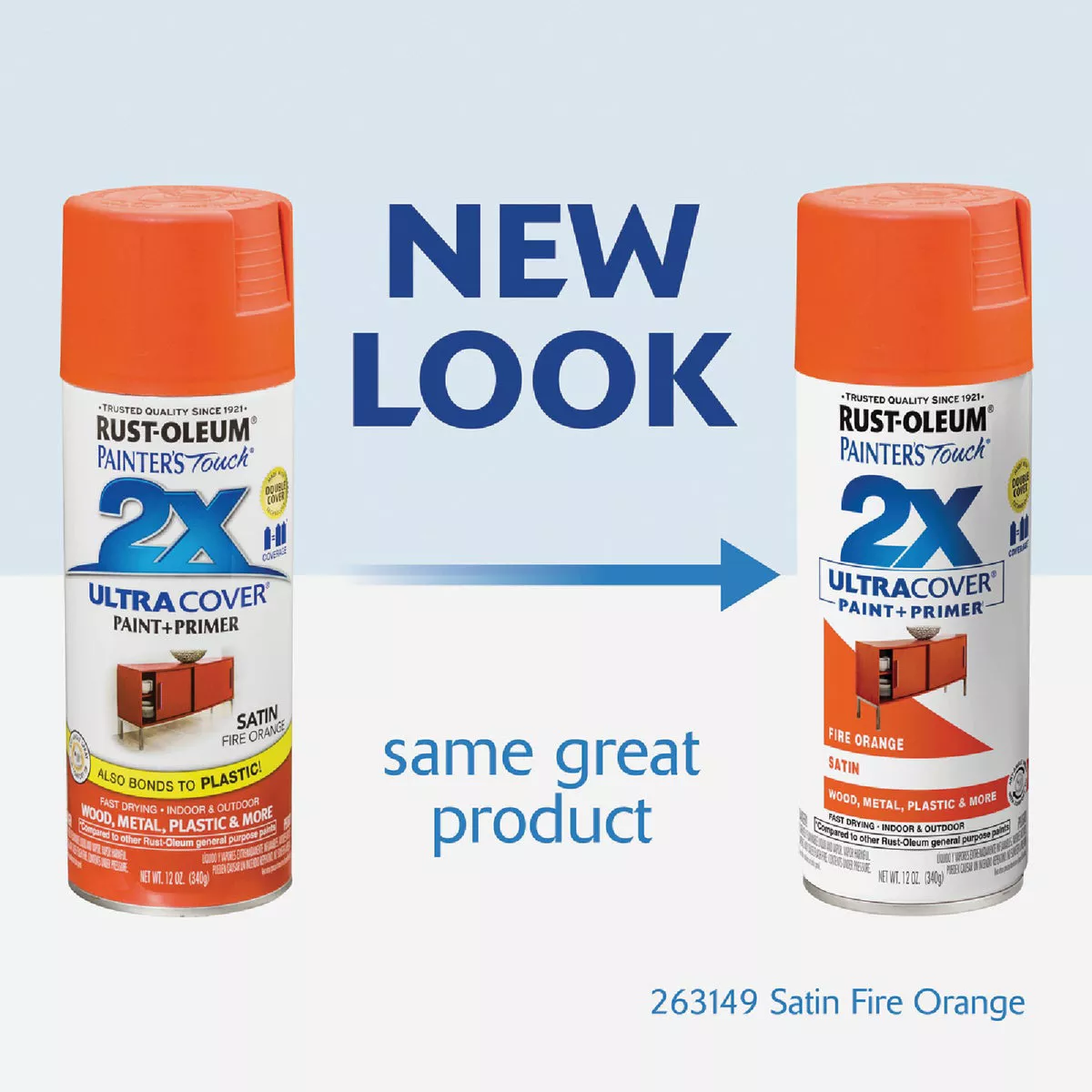 Rust-Oleum Painter's Touch 2X Ultra Cover 12 Oz. Satin Paint + Primer Spray Paint, Fire Orange - photo 2