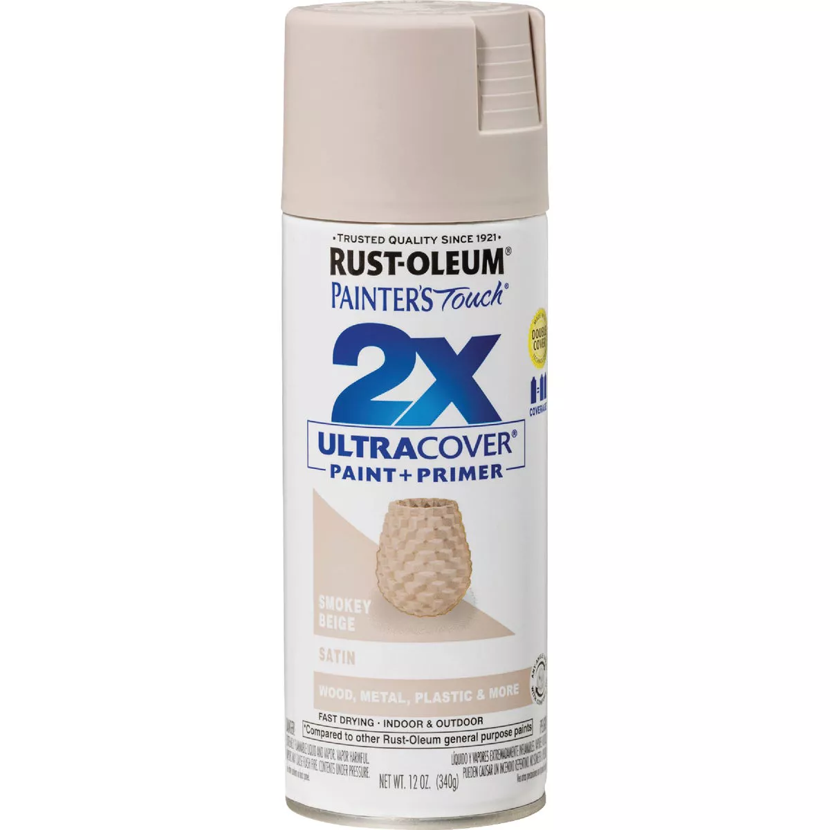 Rust-Oleum Painter's Touch 2X Ultra Cover 12 Oz. Satin Paint + Primer Spray Paint, Smokey Beige - photo 2