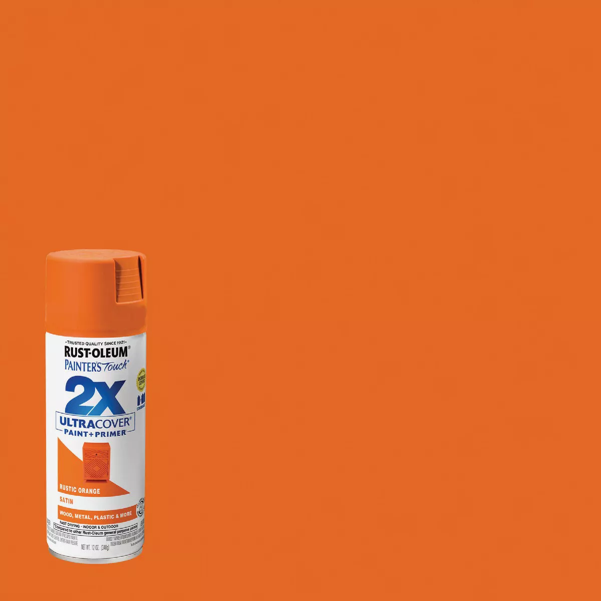 Rust-Oleum Painter's Touch 2X Ultra Cover 12 Oz. Satin Paint + Primer Spray Paint, Rust Orange