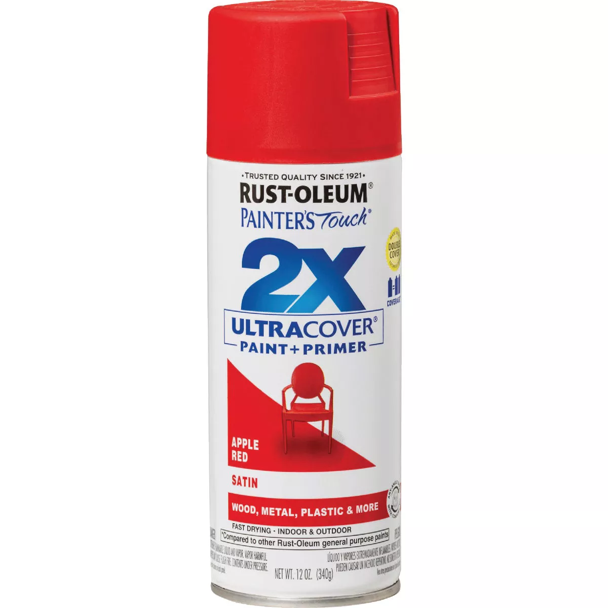 Rust-Oleum Painter's Touch 2X Ultra Cover 12 Oz. Satin Paint + Primer Spray Paint, Apple Red - photo 8