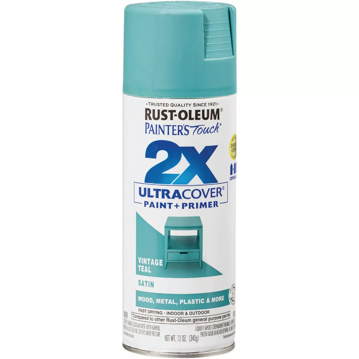 Rust-Oleum Painter's Touch 2X Ultra Cover 12 Oz. Satin Paint + Primer Spray Paint, Vintage Teal - photo 8