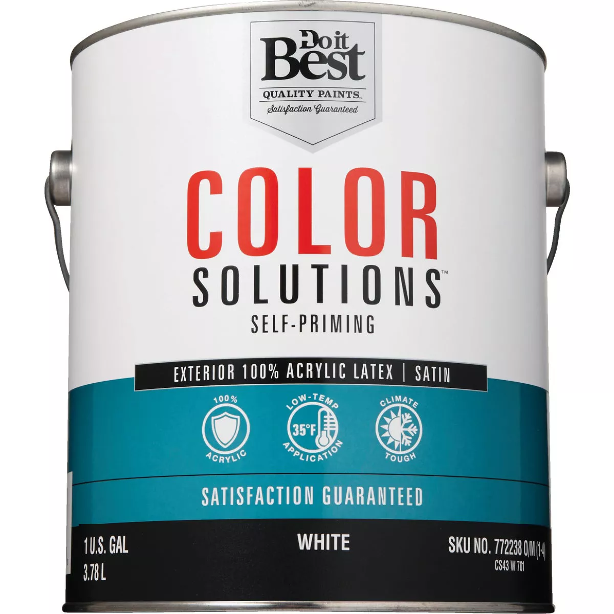 Do it Best Color Solutions 100% Acrylic Latex Self-Priming Satin Exterior House Paint, White, 1 Gal. - photo 2