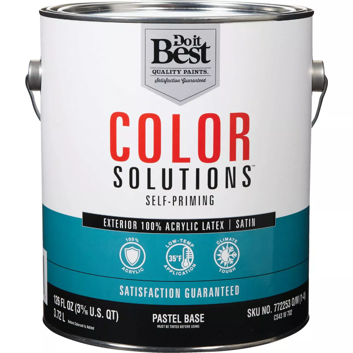 Do it Best Color Solutions 100% Acrylic Latex Self-Priming Satin Exterior House Paint, Pastel Base, 1 Gal.