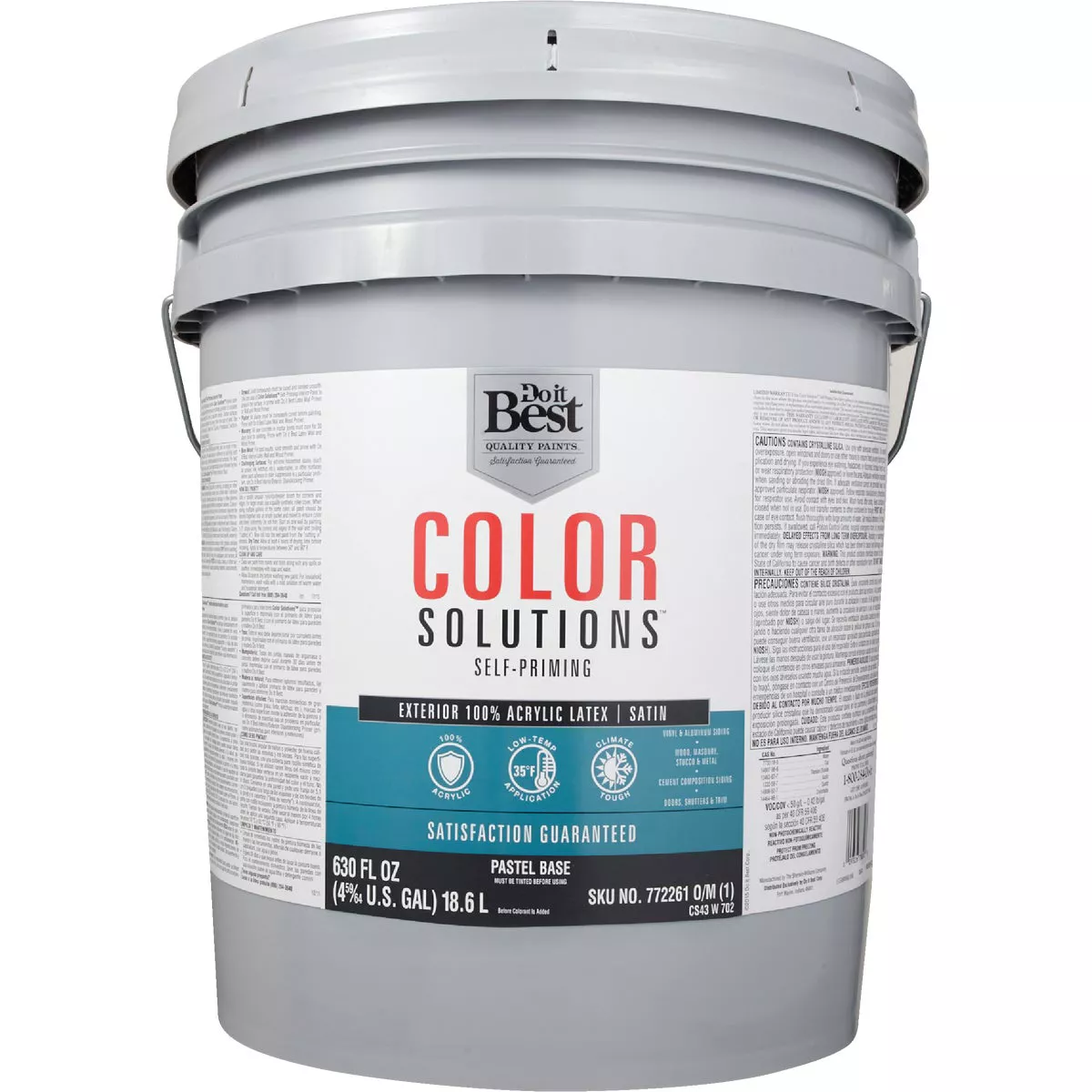 Do it Best Color Solutions 100% Acrylic Latex Self-Priming Satin Exterior House Paint, Pastel Base, 5 Gal. - photo 2
