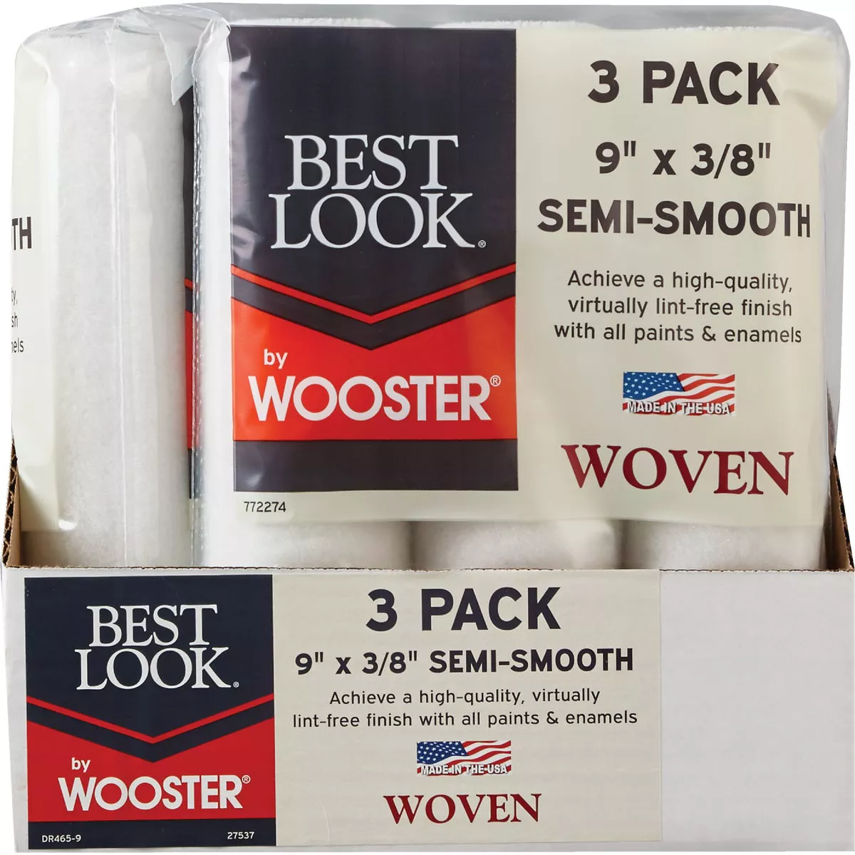 Best Look By Wooster 9 In. x 3/8 In. Woven Fabric Roller Cover (3-Pack) - photo 2