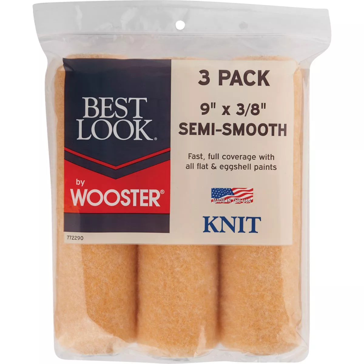 Best Look By Wooster 9 In. x 3/8 In. Knit Fabric Roller Cover (3-Pack)