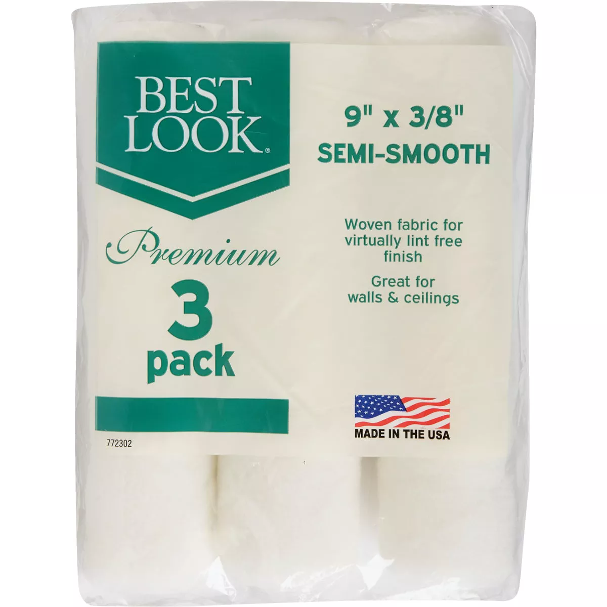 Best Look Premium 9 In. x 3/8 In. Woven Fabric Roller Cover (3-Pack) - photo 2