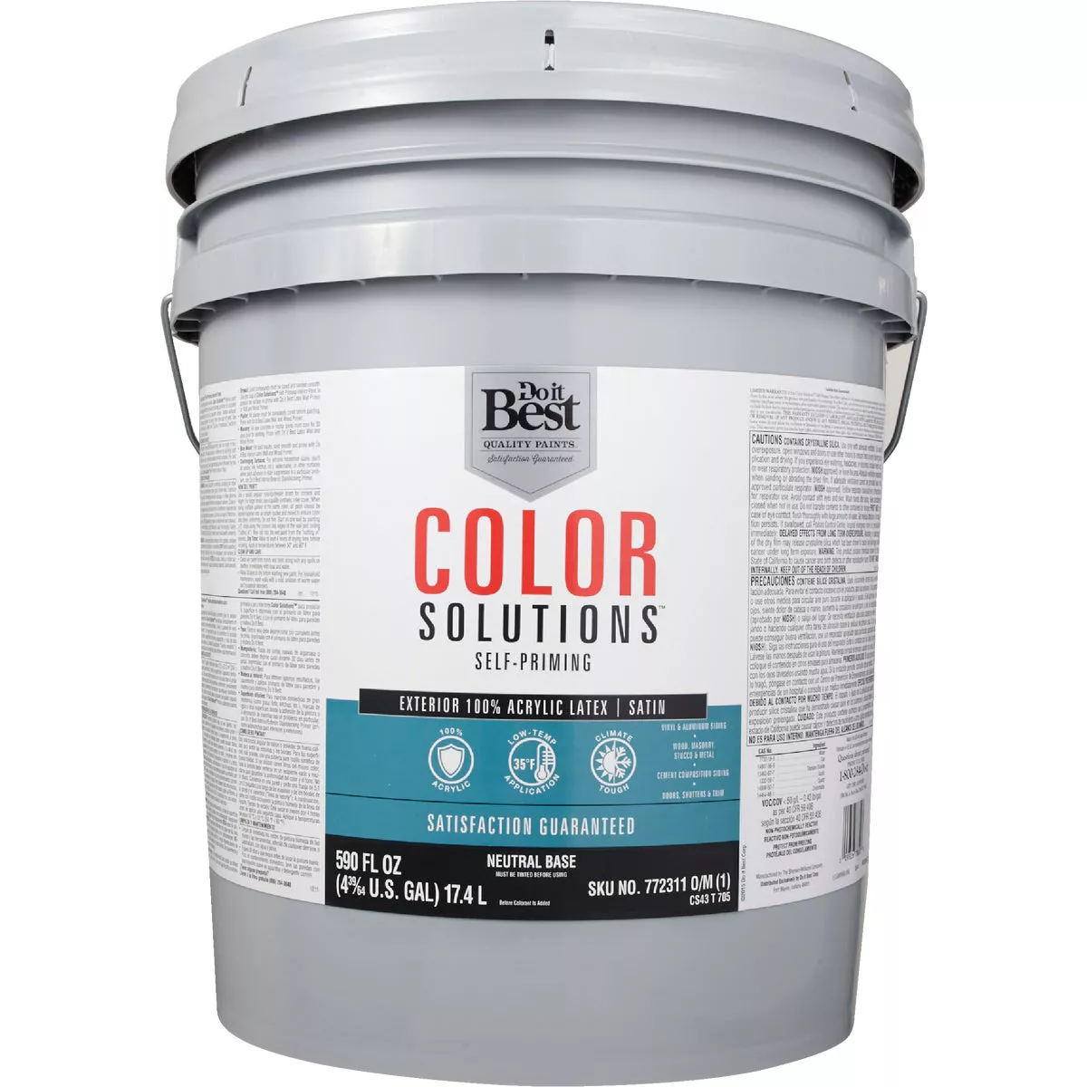 Do it Best Color Solutions 100% Acrylic Latex Self-Priming Satin Exterior House Paint, Neutral Base, 5 Gal. - photo 2