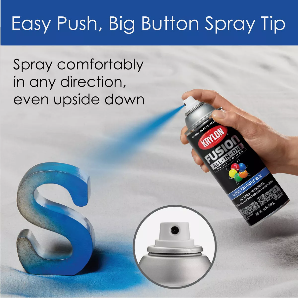 Krylon Fusion All-In-One Gloss Spray Paint & Primer, Patriotic Blue - photo 5