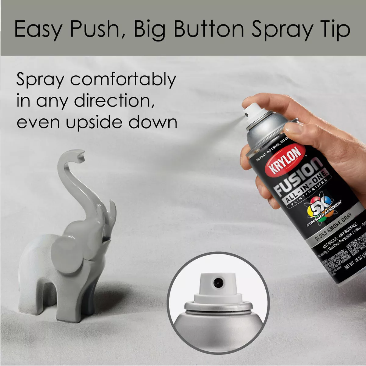 Krylon Fusion All-In-One Gloss Spray Paint & Primer, Smoke Gray - photo 5