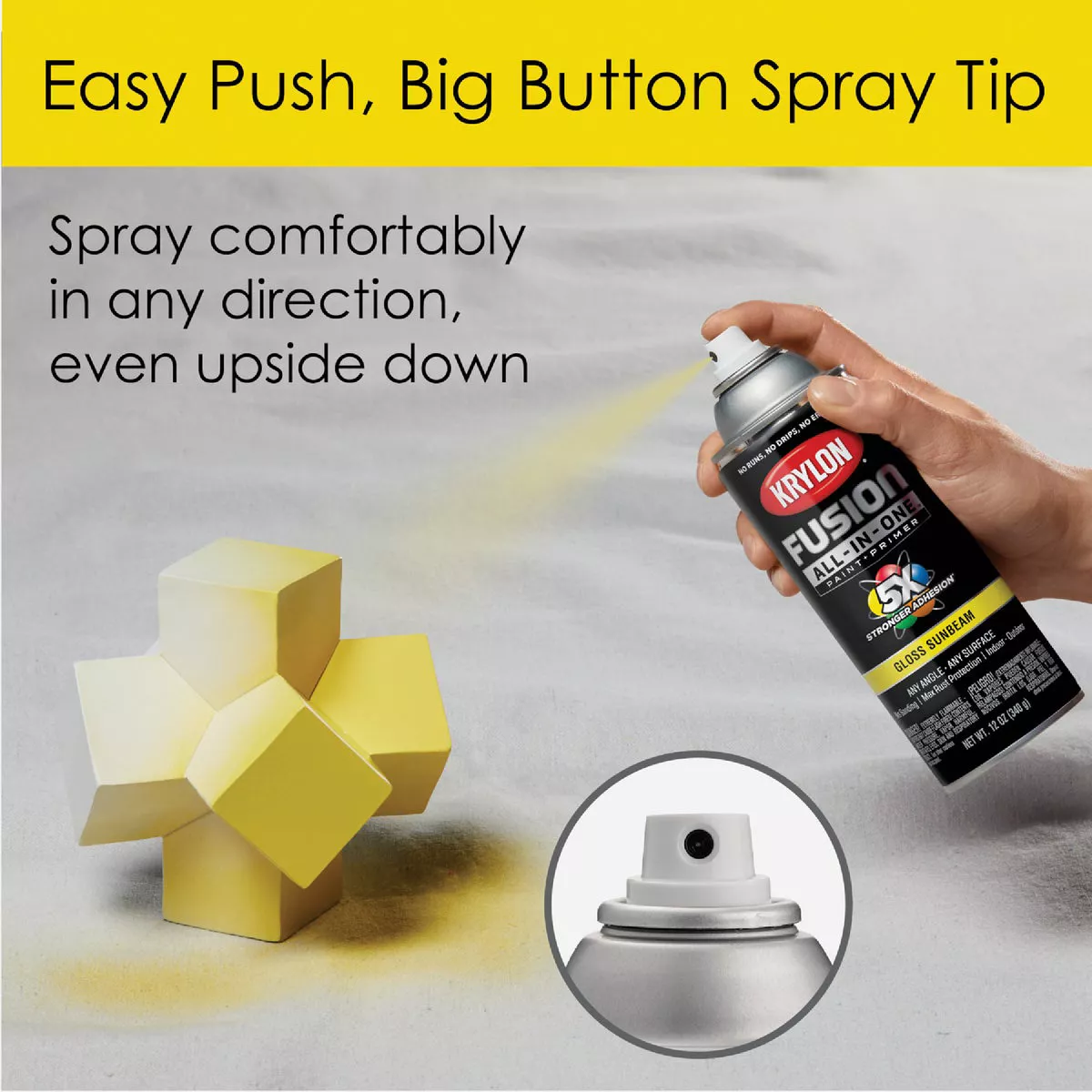 Krylon Fusion All-In-One Gloss Spray Paint & Primer, Sunbeam - photo 5