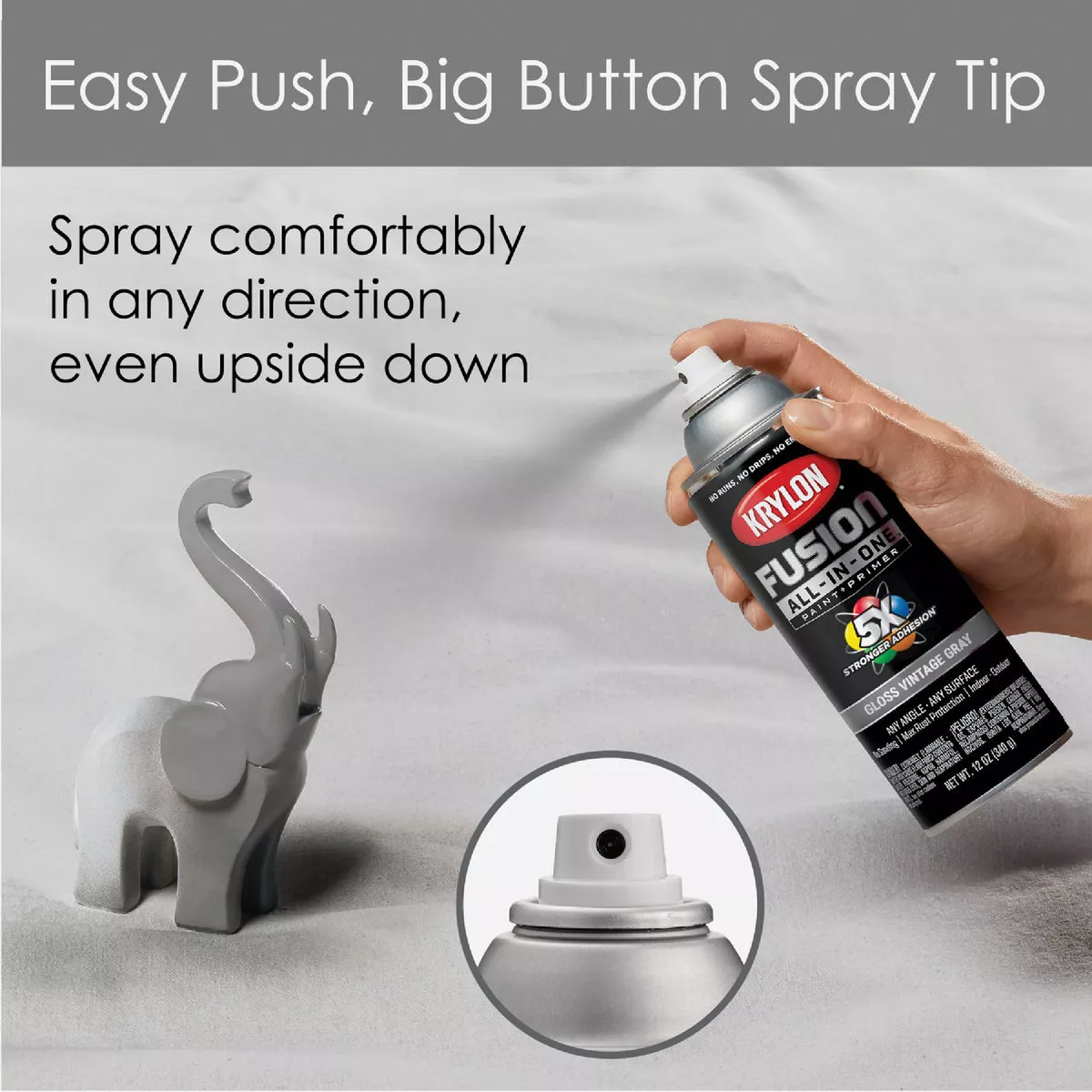 Krylon Fusion All-In-One Gloss Spray Paint & Primer, Vintage Gray - photo 5