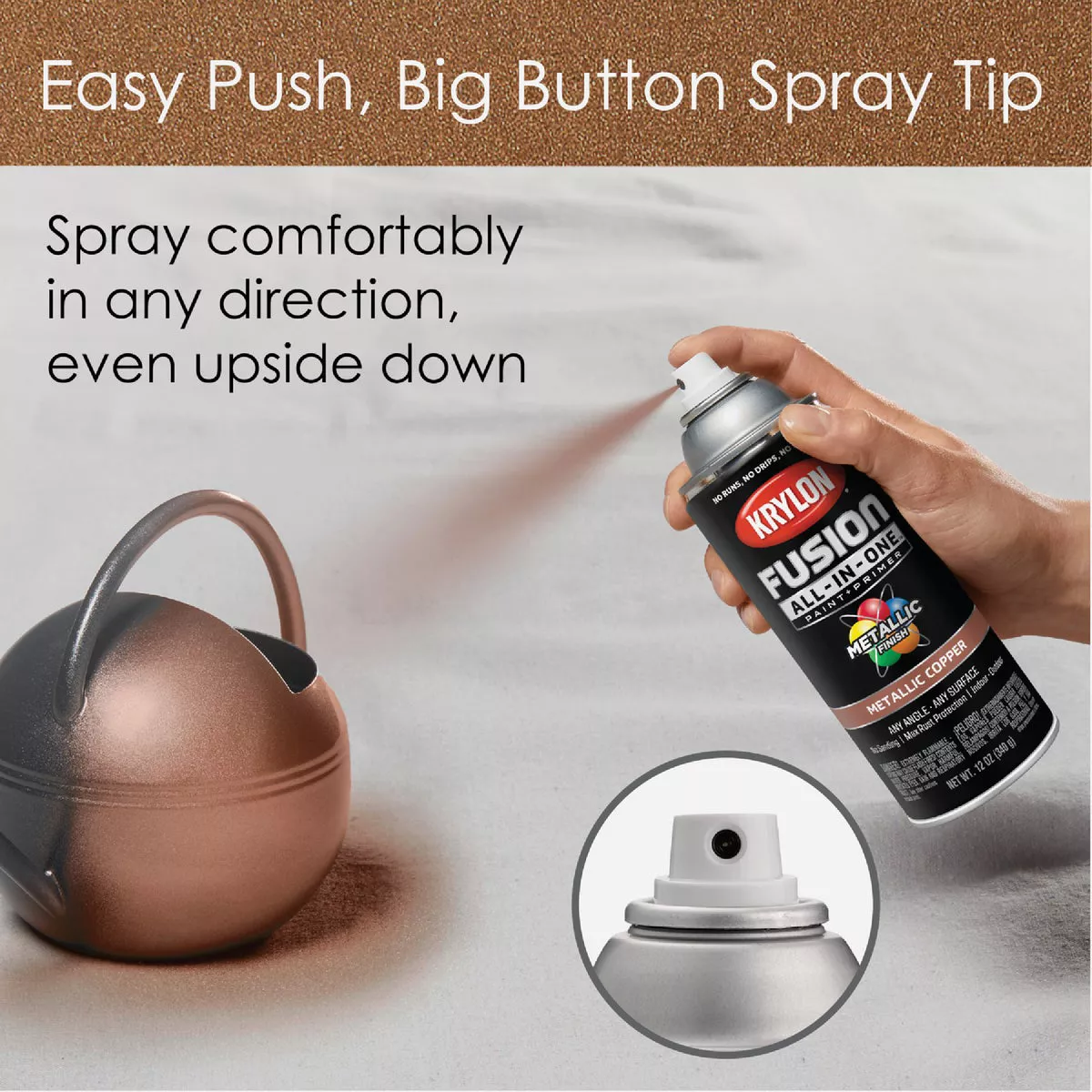 Krylon Fusion All-In-One Metallic Spray Paint & Primer, Copper - photo 4
