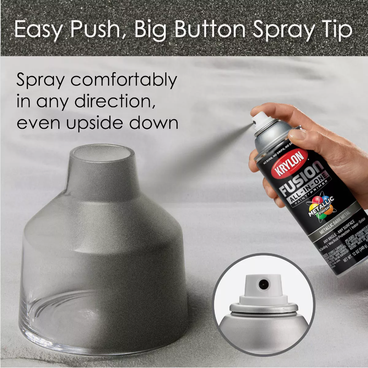 Krylon Fusion All-In-One Metallic Spray Paint & Primer, Dark Metal - photo 3