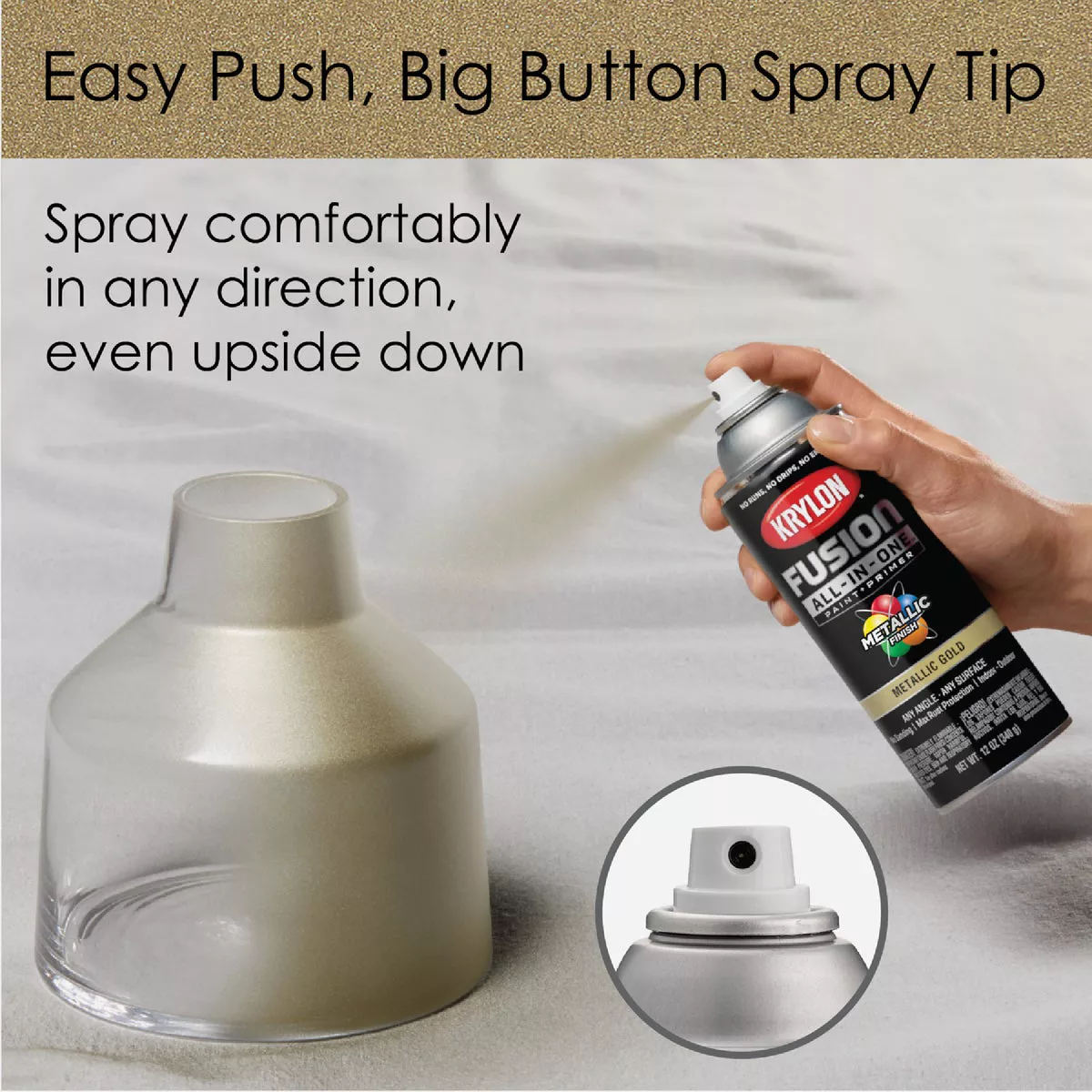 Krylon Fusion All-In-One Metallic Spray Paint & Primer, Gold - photo 5