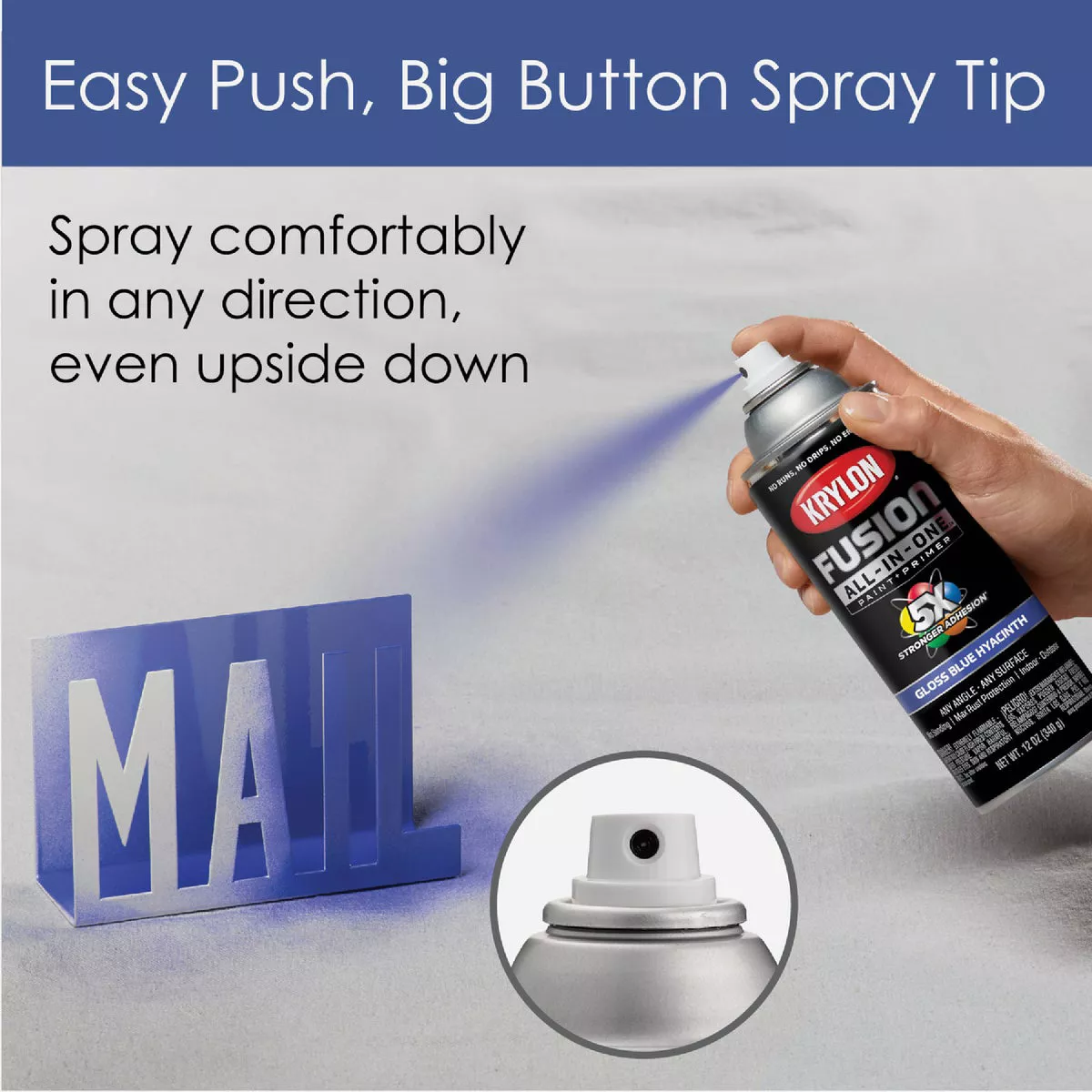 Krylon Fusion All-In-One Gloss Spray Paint & Primer, Hyacinth Blue - photo 5