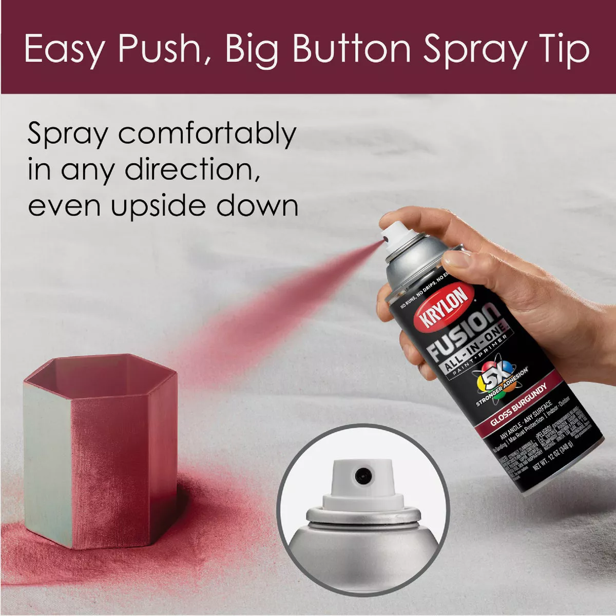 Krylon Fusion All-In-One Gloss Spray Paint & Primer, Burgundy - photo 5