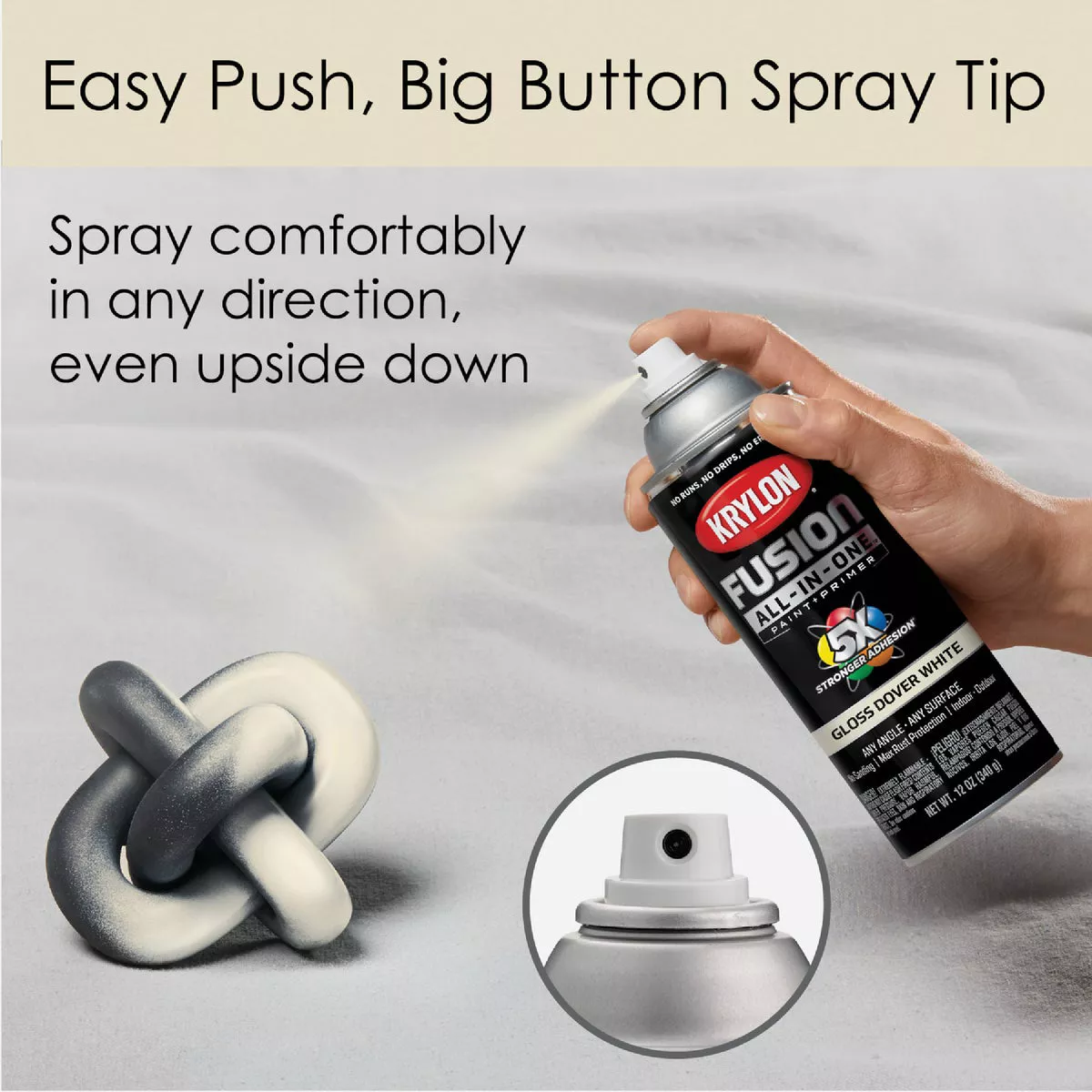 Krylon Fusion All-In-One Gloss Spray Paint & Primer, Dover White - photo 2