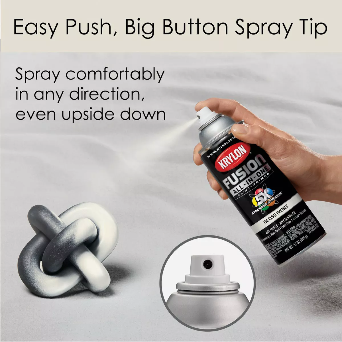 Krylon Fusion All-In-One Gloss Spray Paint & Primer, Ivory - photo 5