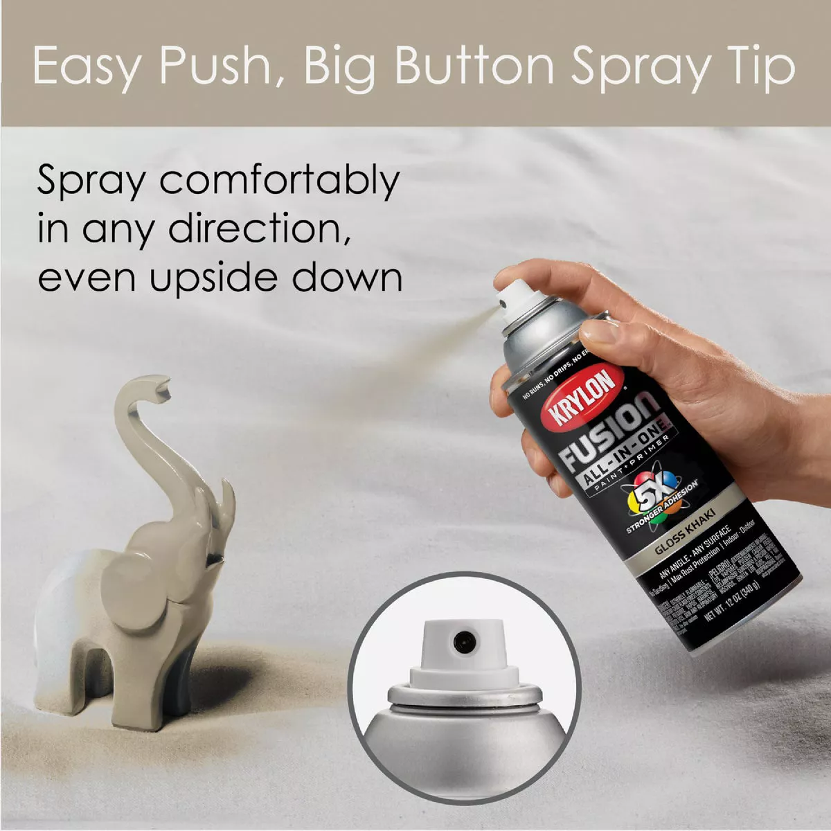 Krylon Fusion All-In-One Gloss Spray Paint & Primer, Khaki - photo 3
