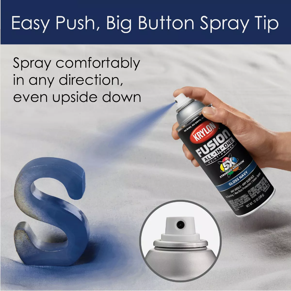 Krylon Fusion All-In-One Gloss Spray Paint & Primer, Navy - photo 6