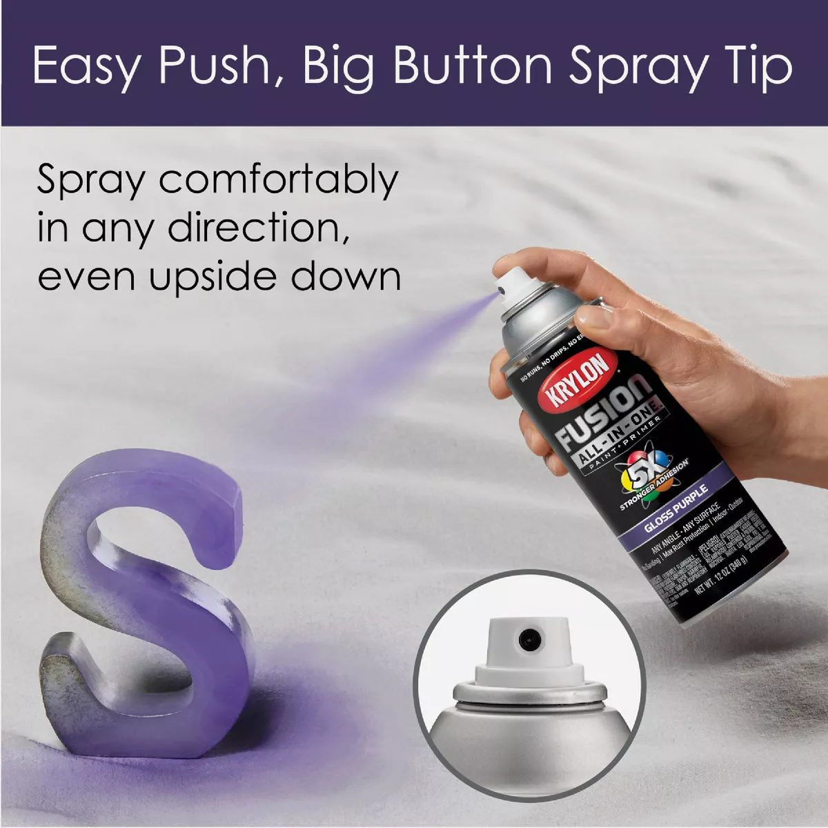 Krylon Fusion All-In-One Gloss Spray Paint & Primer, Purple - photo 5