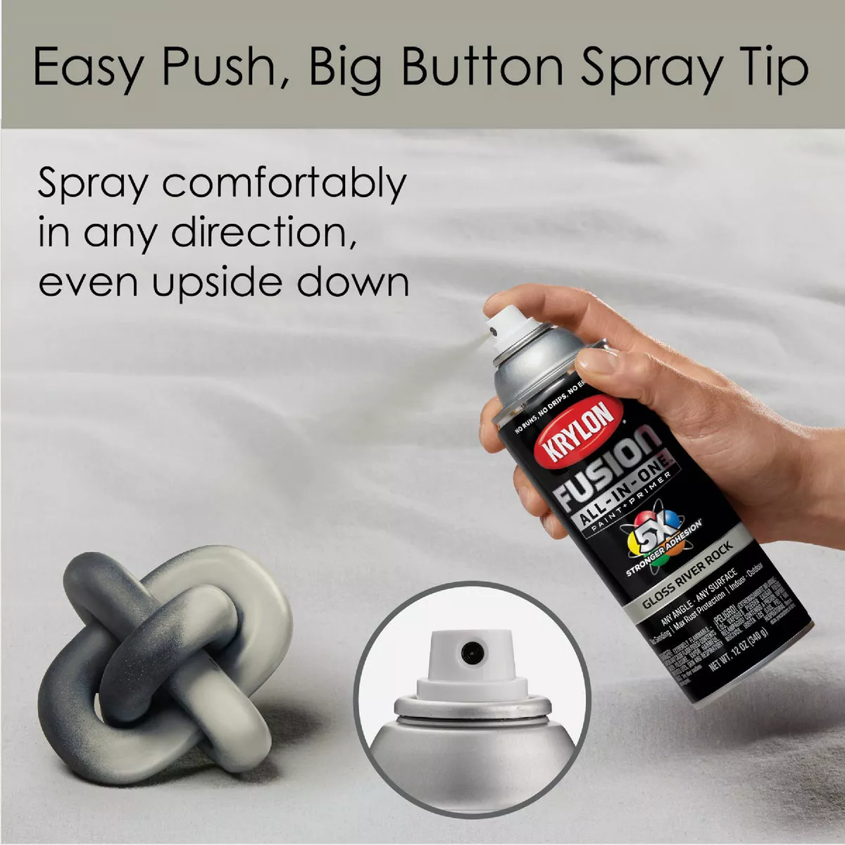 Krylon Fusion All-In-One Gloss Spray Paint & Primer, River Rock - photo 3