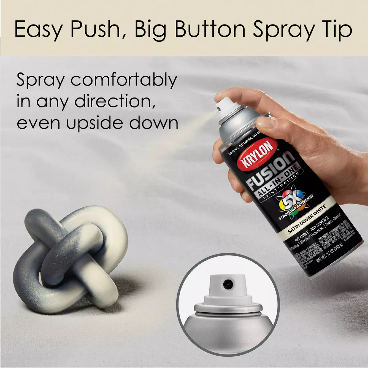 Krylon Fusion All-In-One Satin Spray Paint & Primer, Dover White - photo 2