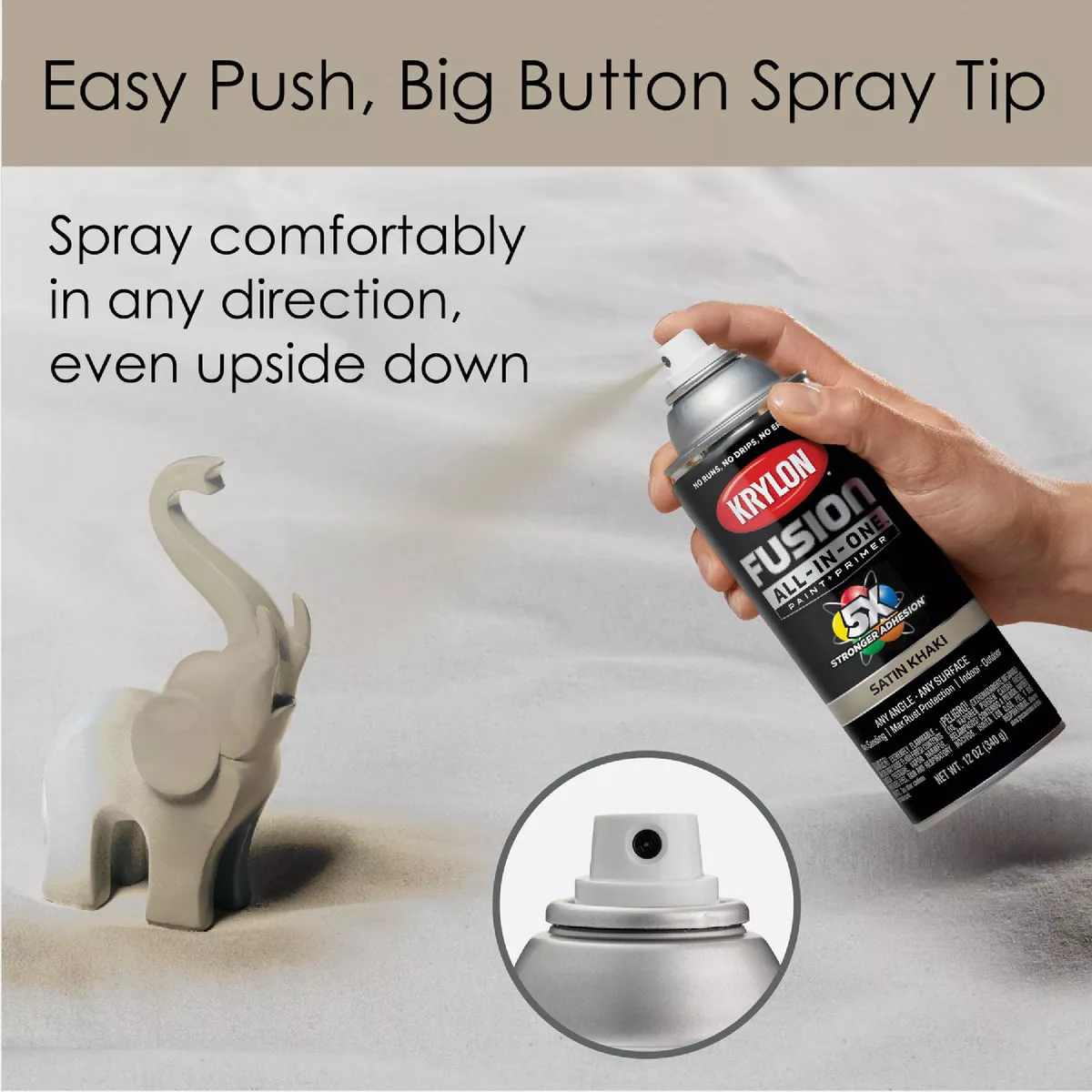 Krylon Fusion All-In-One Satin Spray Paint & Primer, Khaki - photo 6