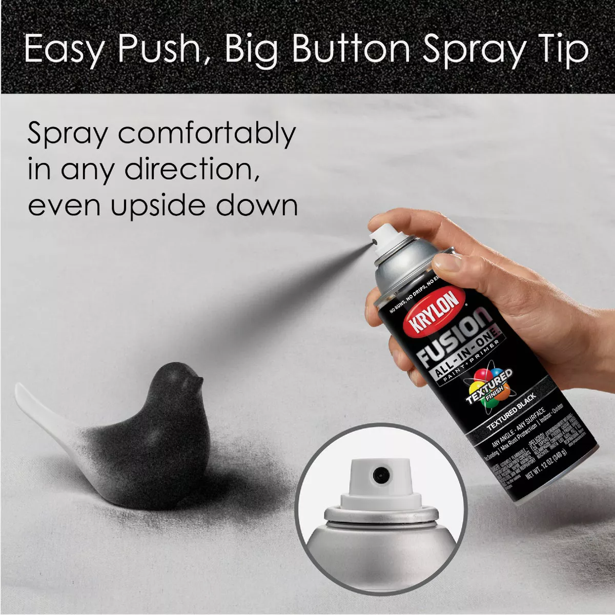 Krylon Fusion All-In-One Textured Spray Paint & Primer, Black - photo 3