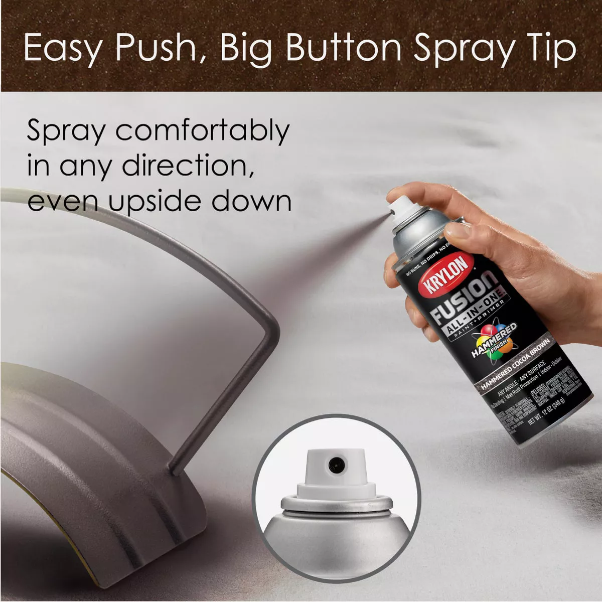 Krylon Fusion All-In-One Hammered Spray Paint & Primer, Cocoa Brown - photo 6