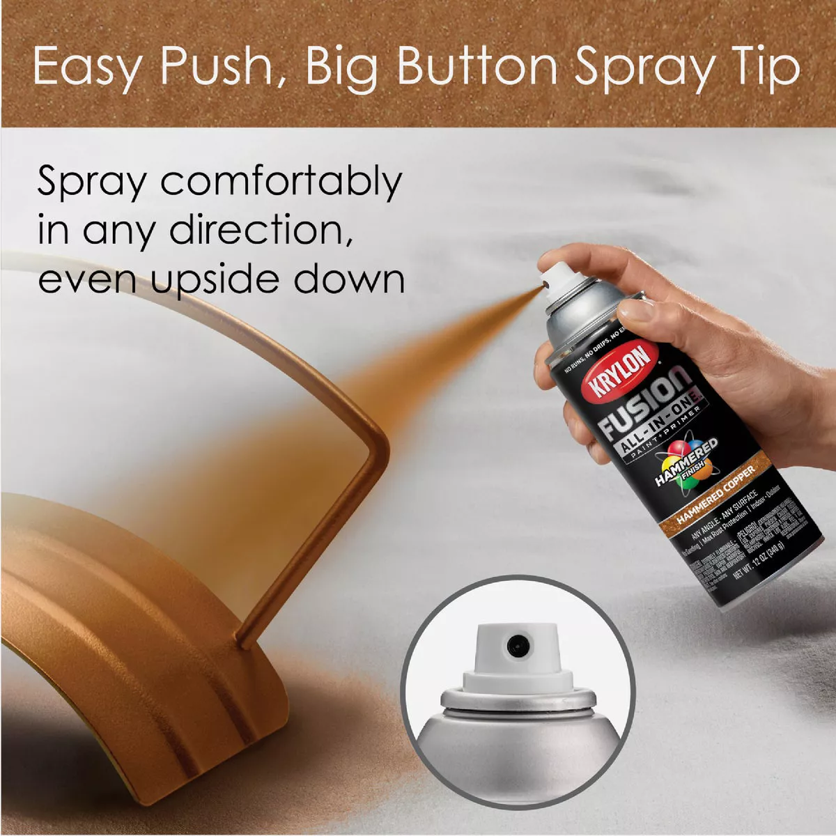 Krylon Fusion All-In-One Hammered Spray Paint & Primer, Copper - photo 6