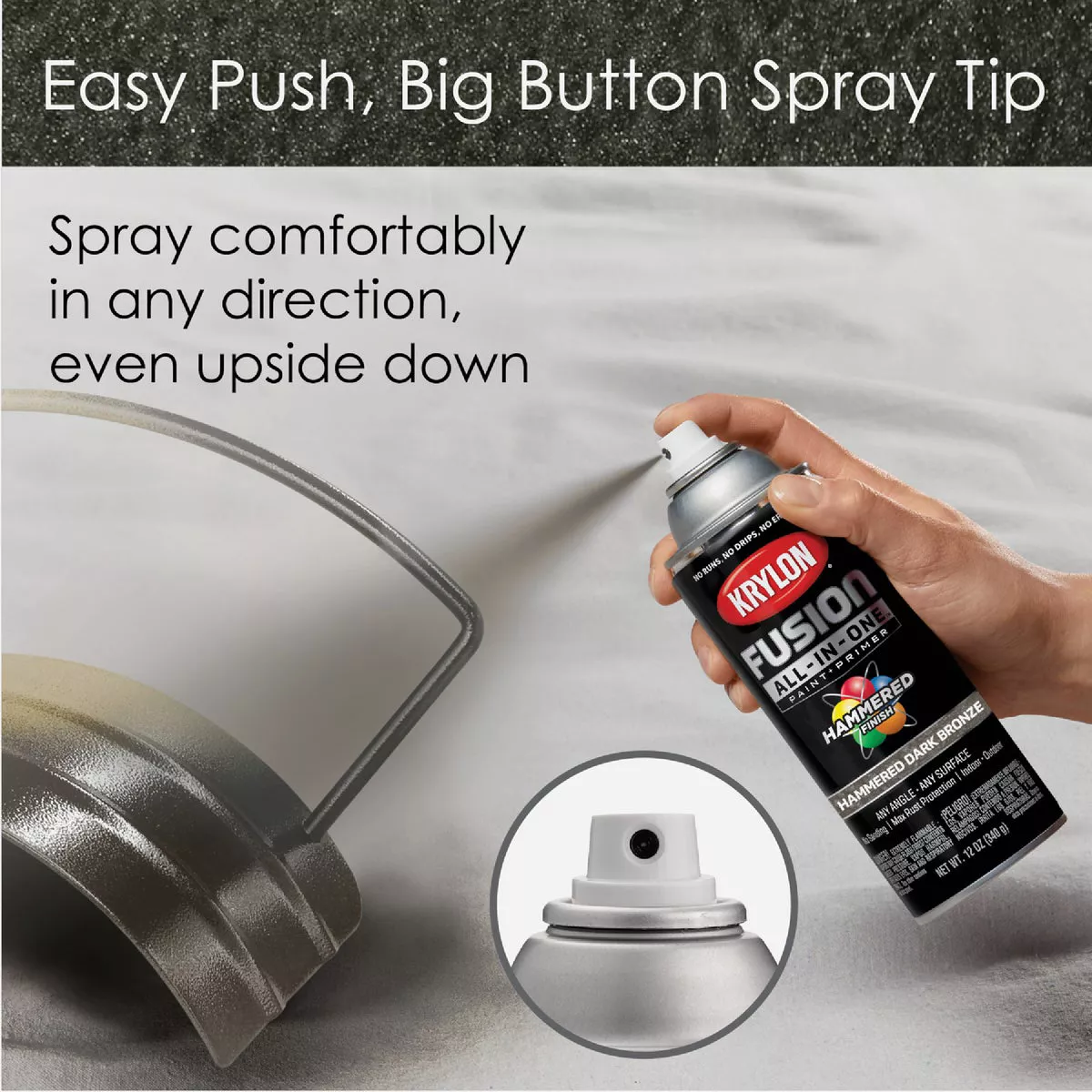 Krylon Fusion All-In-One Hammered Spray Paint & Primer, Dark Bronze - photo 2