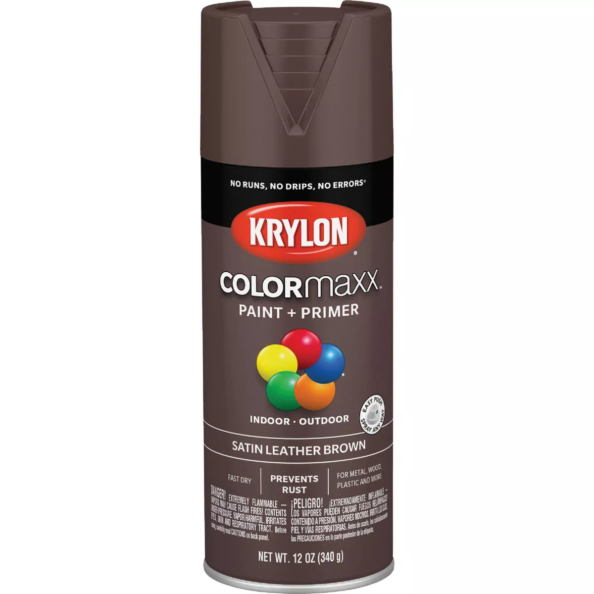 Krylon Colormaxx Satin Spray Paint & Primer, Leather Brown - photo 2