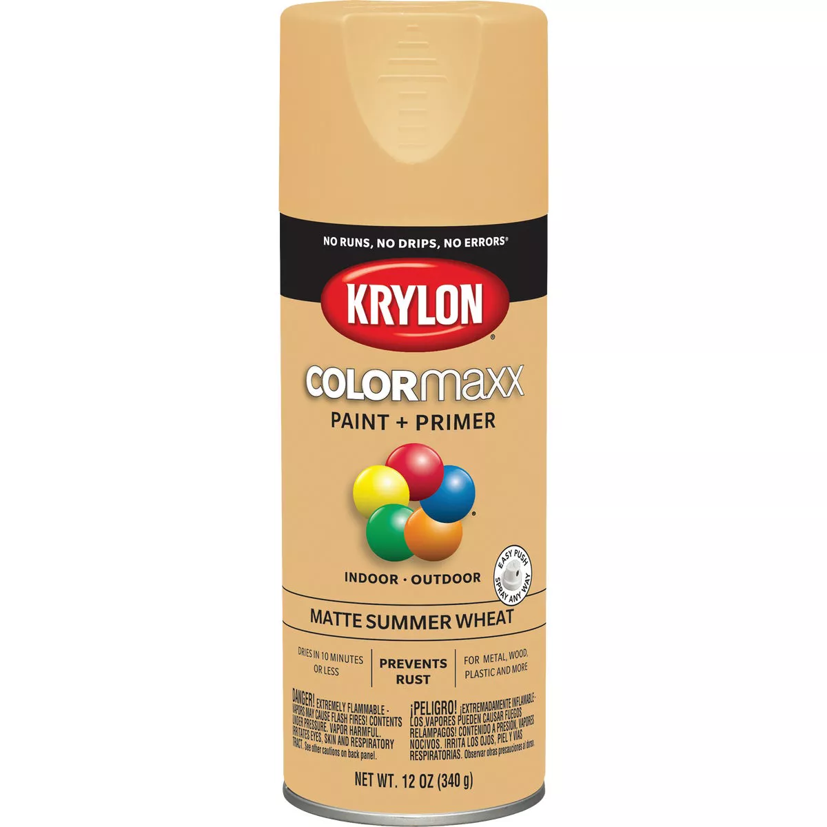 Krylon Colormaxx Matte Spray Paint & Primer, Summer Wheat