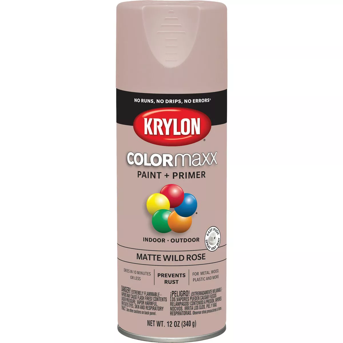 Krylon Colormaxx Matte Spray Paint & Primer, Wild Rose
