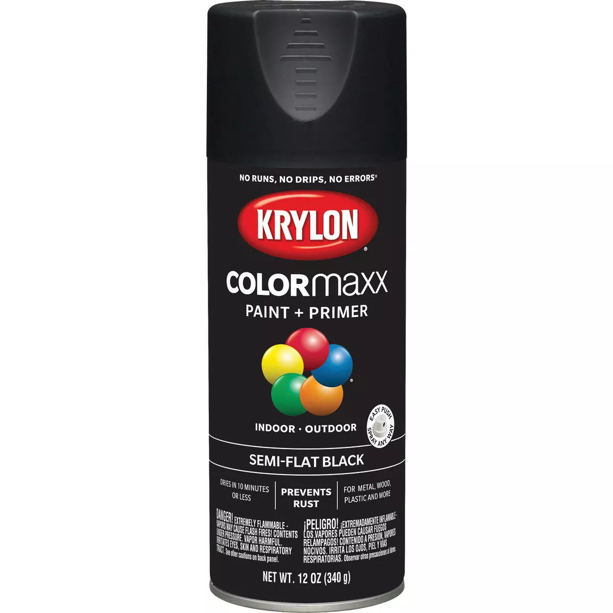 Krylon Colormaxx Semi-Flat Spray Paint & Primer, Black