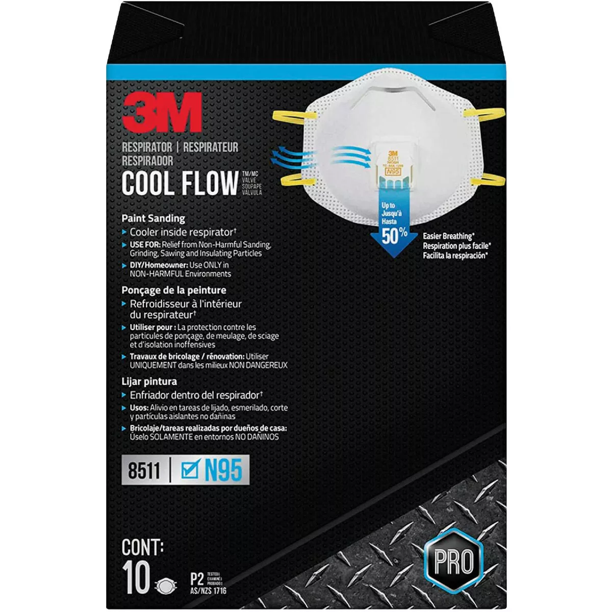 3M N95 Cool Flow Valve Respirator for Paint Prep (10-Pack)