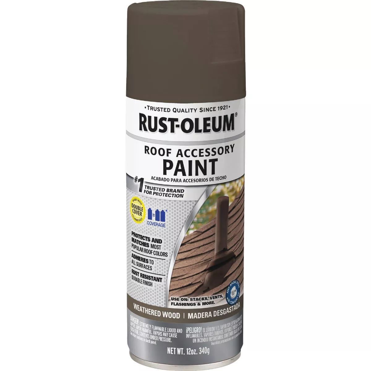 Rust-Oleum Stops Rust Roof Accessory 12 Oz. Weathered Wood Flat Anti-Rust Spray Paint - photo 2