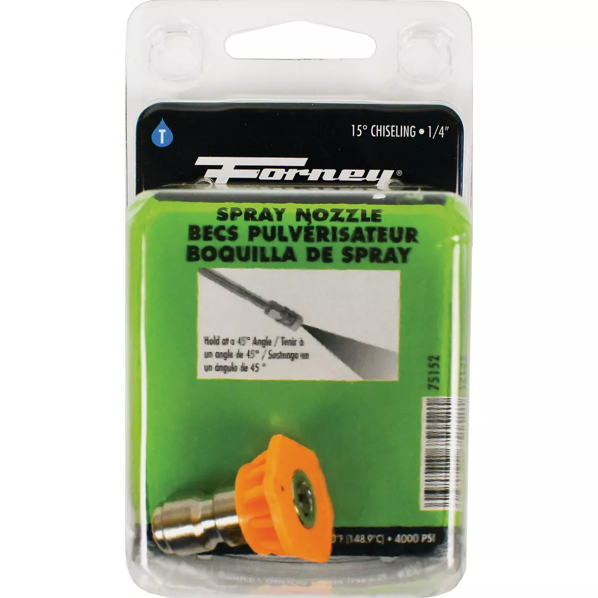 Forney 4.0mm 15 Degree Yellow Pressure Washer Spray Tip - photo 2