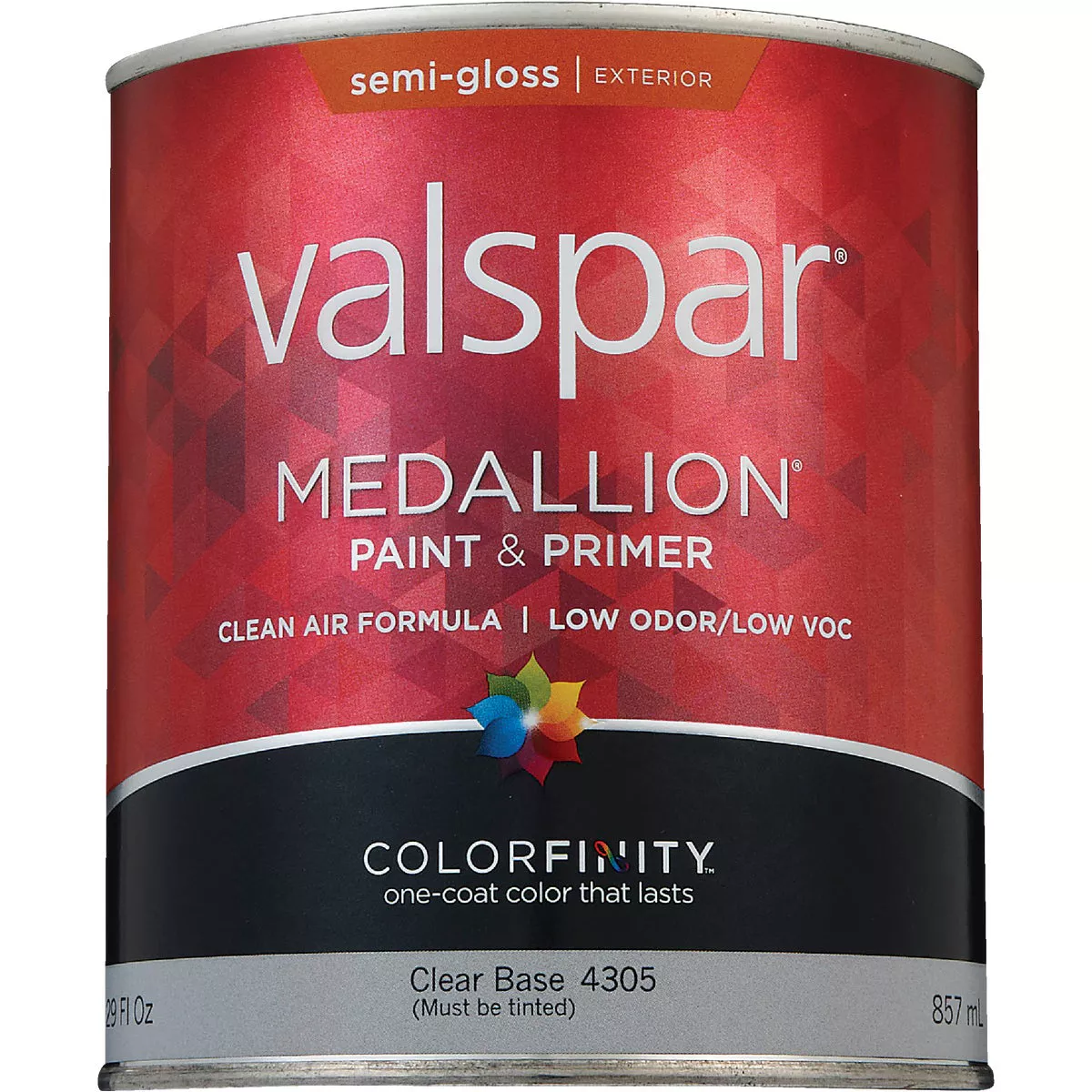 Valspar Medallion 100% Acrylic Paint & Primer Semi-Gloss Exterior House Paint, Clear Base, 1 Qt. - photo 2