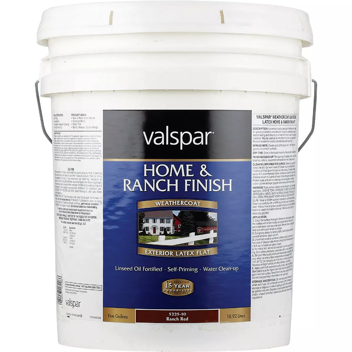 Valspar Exterior Latex Self Priming Flat Home And Ranch Finish, Ranch Red, 5 Gal. - photo 2