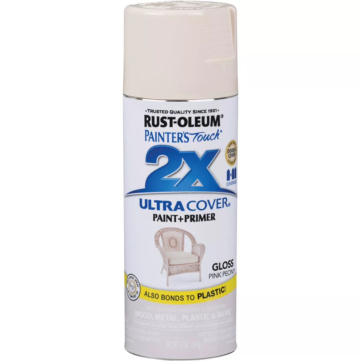 Rust-Oleum Painter's Touch 2X Ultra Cover 12 Oz. Gloss Paint + Primer Spray Paint, Peony - photo 3