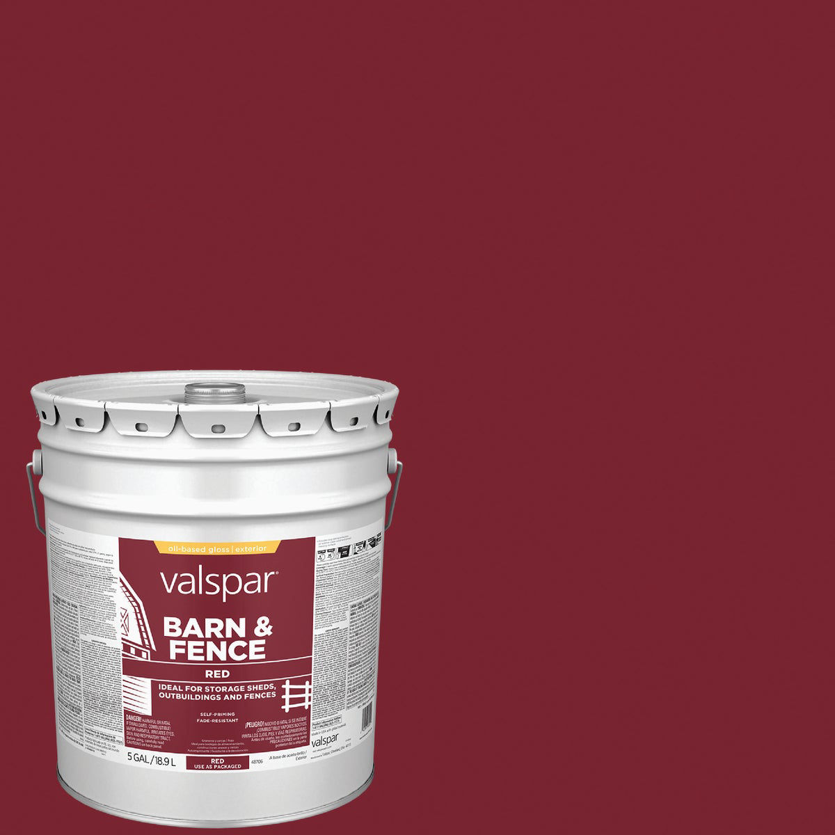 Valspar Oil Paint & Primer In One Low Sheen Barn & Fence Paint, Red, 5